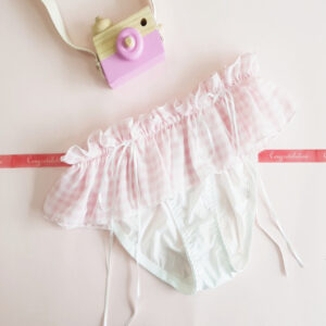 Retro Gingham Ribbon Umbrella Side Girly Panties