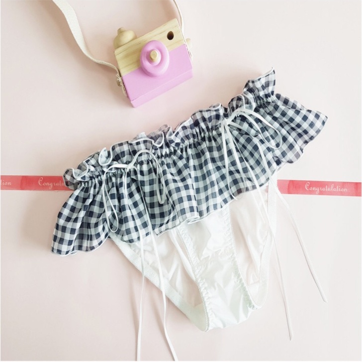 Retro Gingham Ribbon Umbrella Side Girly Panties - Image 7