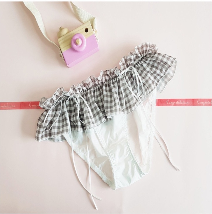 Retro Gingham Ribbon Umbrella Side Girly Panties - Image 8
