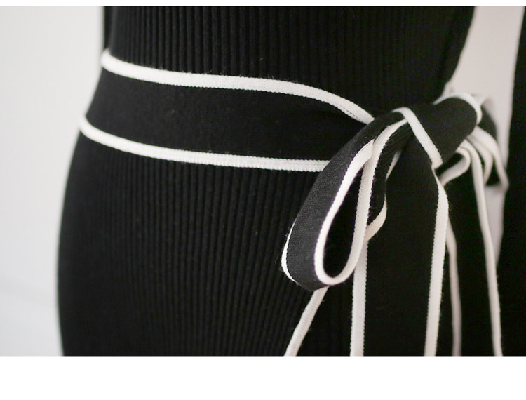 Lace-up Slip-shoulder Knitted Sweater Dress - Image 3