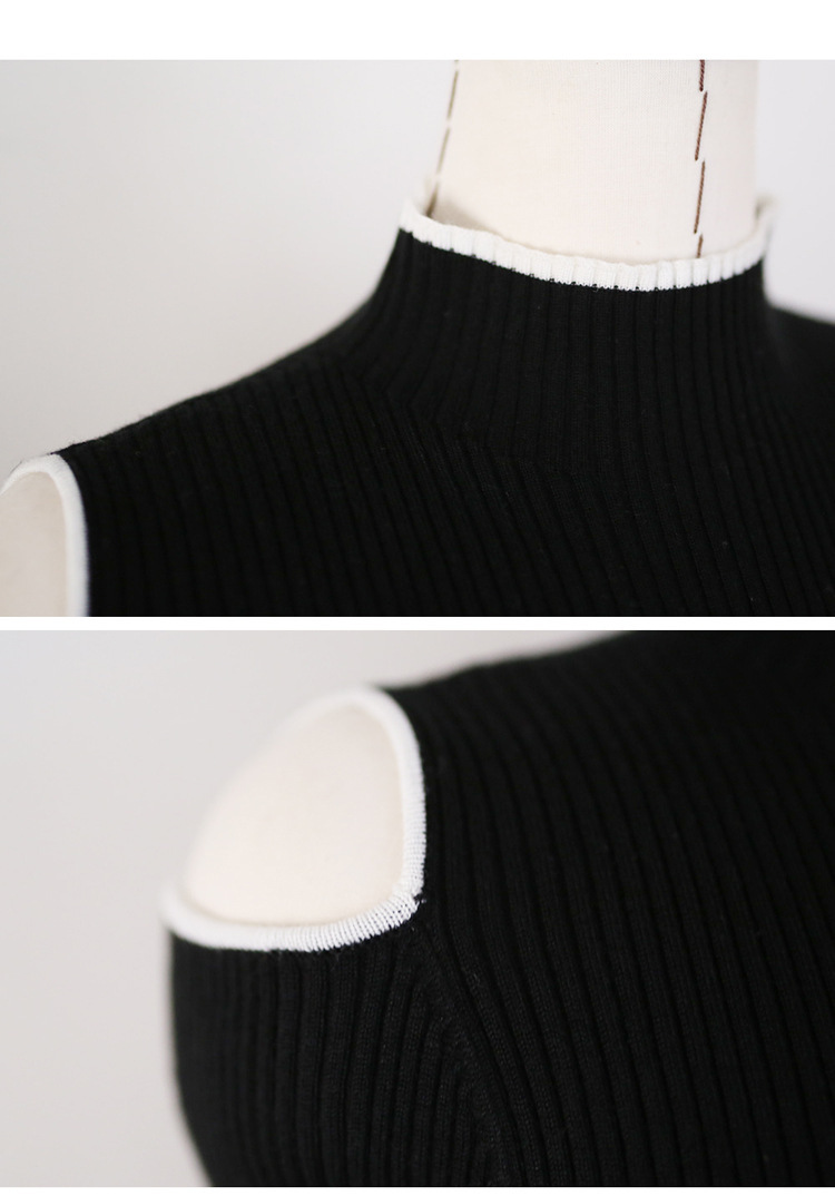 Lace-up Slip-shoulder Knitted Sweater Dress - Image 9