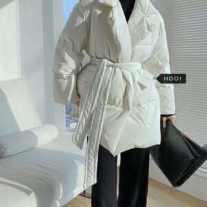 Mid-length Loose Down Jacket With Suit Collar
