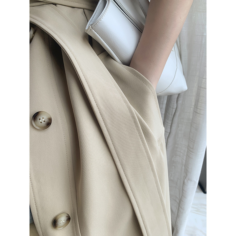 Windbreaker Women's Autumn New Style Single-breasted Temperament Waist Mid-length Coat Jacket - Image 3