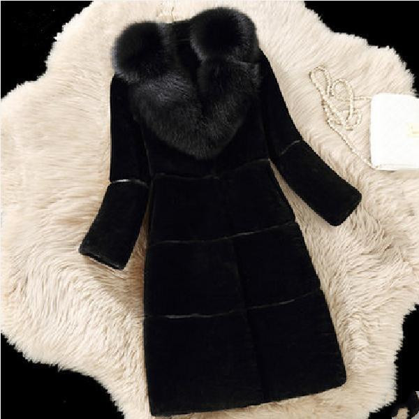 Women's Medium Length Sheep Sheared Fur Coat - Image 4