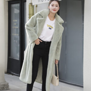 Women's Fur Long Plus Cotton Cashmere Coat