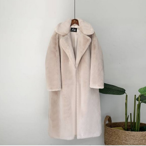 Women's Fur Long Plus Cotton Cashmere Coat - Image 3