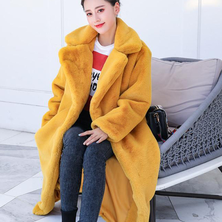 Women's Fur Long Plus Cotton Cashmere Coat - Image 4
