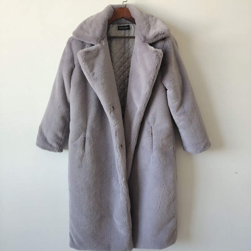Women's Fur Long Plus Cotton Cashmere Coat - Image 5