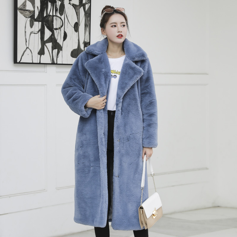 Women's Fur Long Plus Cotton Cashmere Coat - Image 9