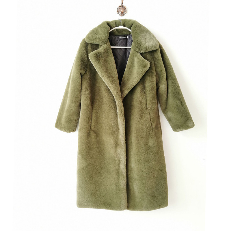 Women's Fur Long Plus Cotton Cashmere Coat - Image 10