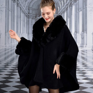 Women's Rex Rabbit Fur Shawl Cape