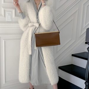 Women's Single-breasted Cardigan Long Over-the-knee Loose Padded Sweater Coat