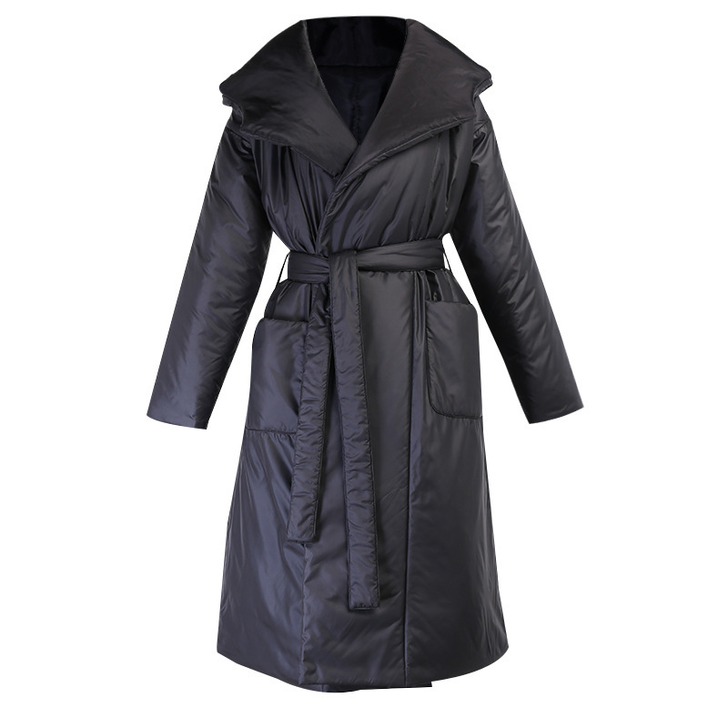 Snow Thickened Coat Hooded Belt Long Cotton Padded Jacket Women - Image 5