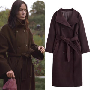 Women's Retro Wool Belt Coat