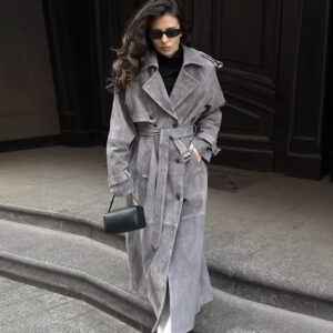 Womens Fashion Casual Mid Length Trench Coat Chic And Relaxed Fit Wool Outerwear