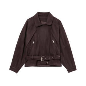 Retro All-match With Belt Suede Locomotive Style Coat