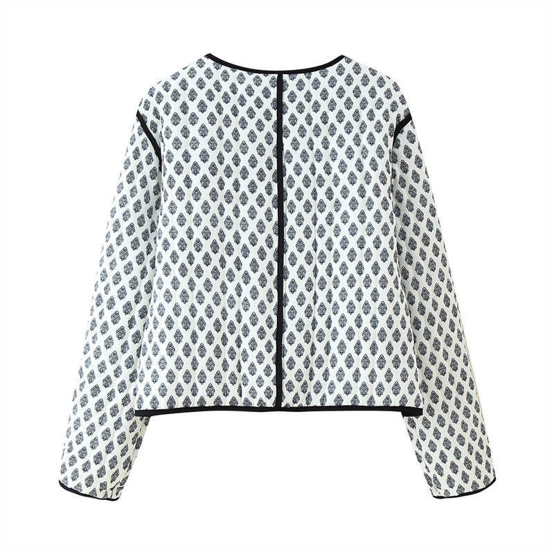 Retro Quilted Long-sleeved Jacket - Image 2
