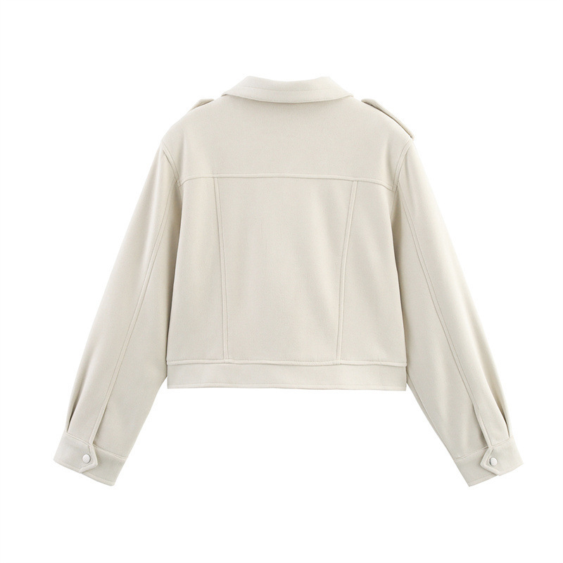 New Spring And Autumn Casual Loose European And American Style Suede Fabric Jacket Short Coat - Image 2