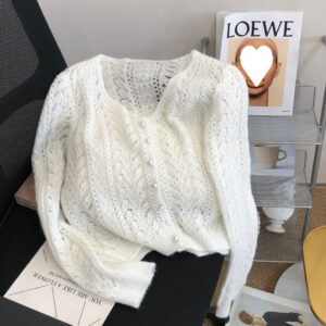 Cropped Sweater Coat Women's Knitted Cardigan