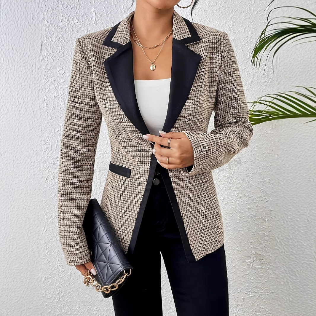 Graceful And Fashionable Houndstooth Color Matching Plaid Graceful Suit Jacket - Image 4