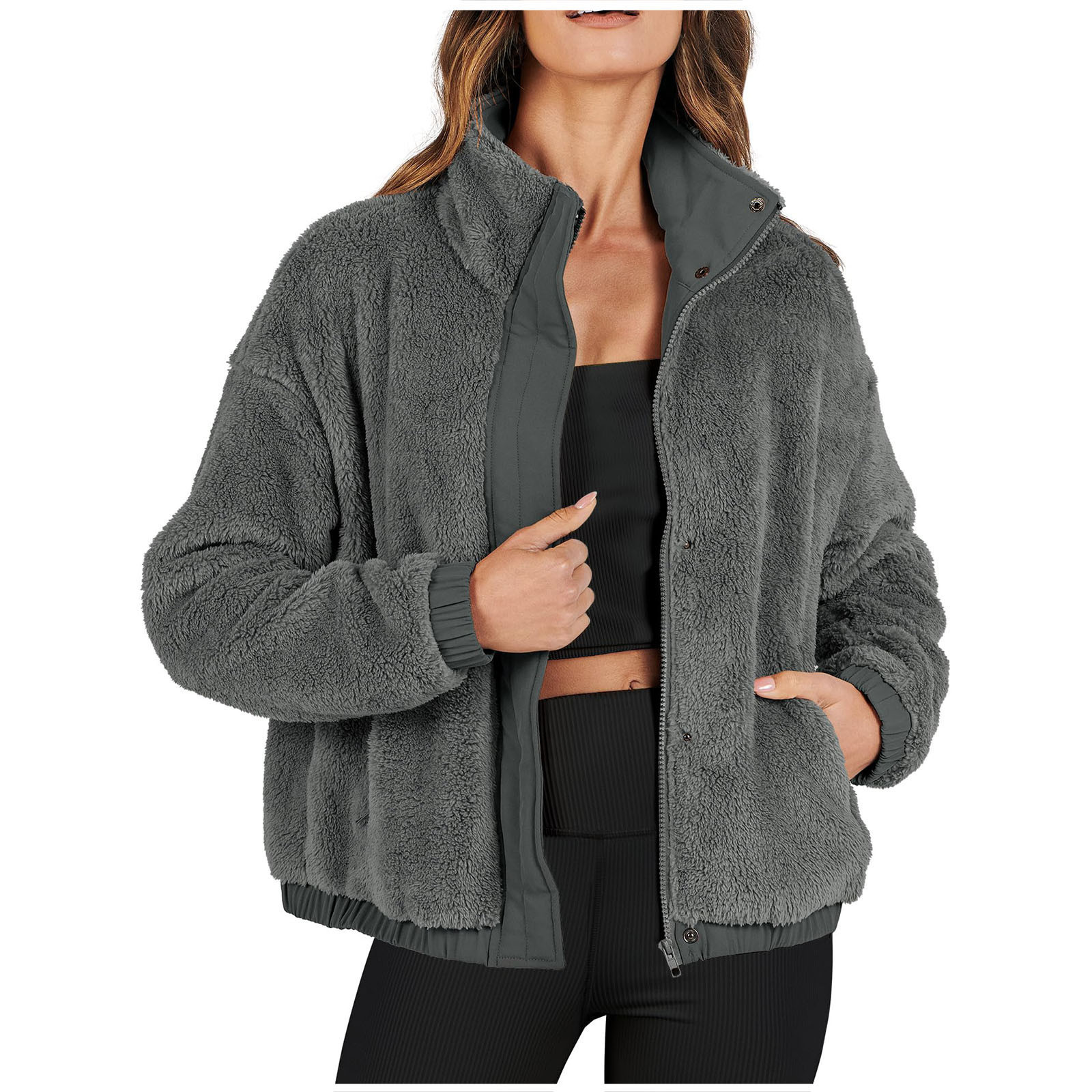 Loose Casual Jacket Soft Plush Warm Jacket - Image 3