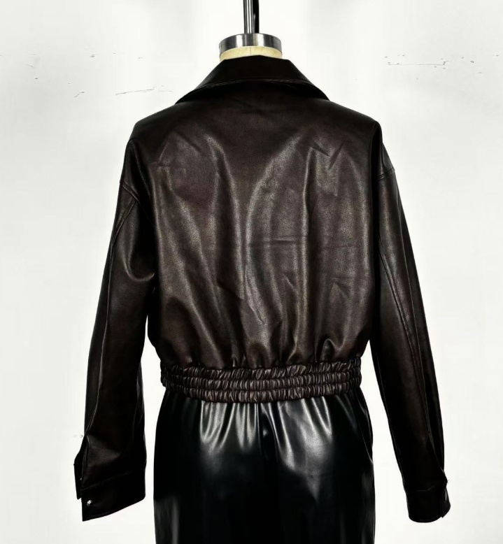 Leather Retro Jacket Long-sleeved Leather Coat - Image 6