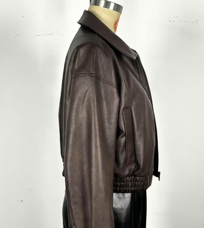 Leather Retro Jacket Long-sleeved Leather Coat - Image 7
