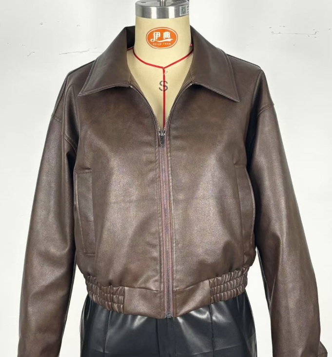 Leather Retro Jacket Long-sleeved Leather Coat - Image 8