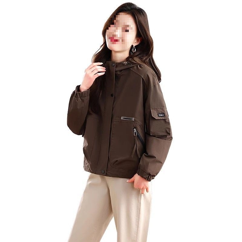 Thin Small Hooded Short Trench Coat - Image 5