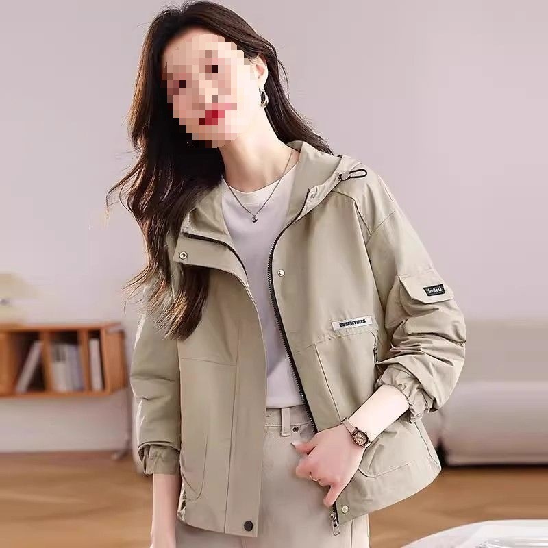 Thin Small Hooded Short Trench Coat - Image 9