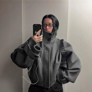 Loose Versatile Stand Collar Short Woolen Coat