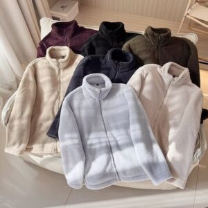 New Men's And Women's Polar Fleece Zipper Jacket Plus Velvet Padded Long Sleeve Coat