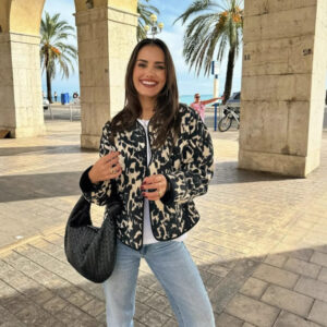 Women's Fashionable Printed Snap-button Long-sleeved Jacket