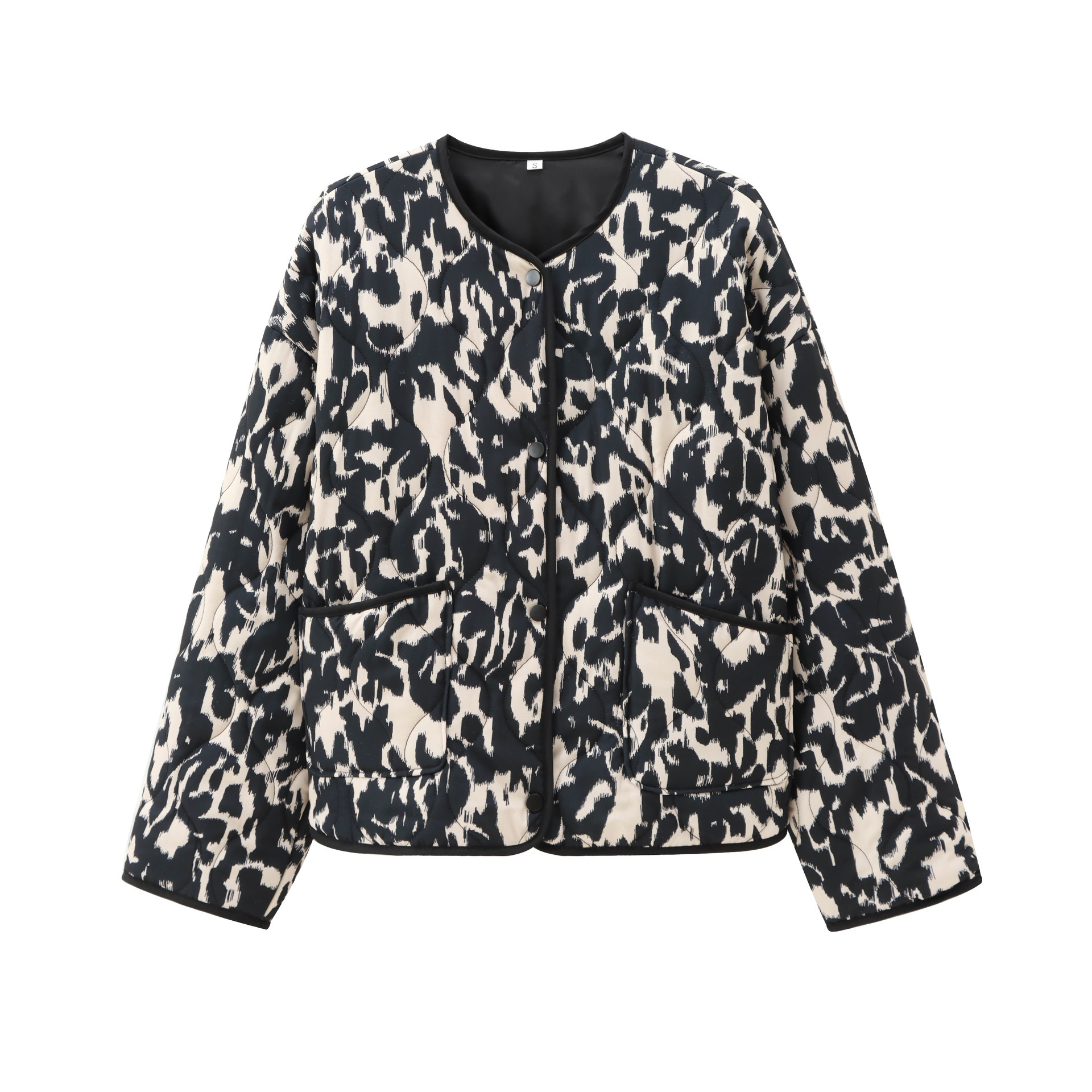 Women's Fashionable Printed Snap-button Long-sleeved Jacket - Image 5