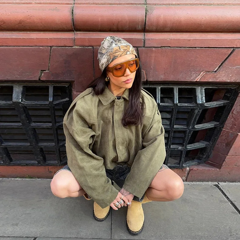 Pilot Jacket Batwing Sleeve Zipper Casual Top - Image 2