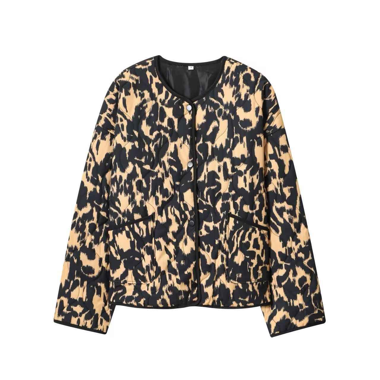 Women's Fashionable Printed Snap-button Long-sleeved Jacket - Image 8
