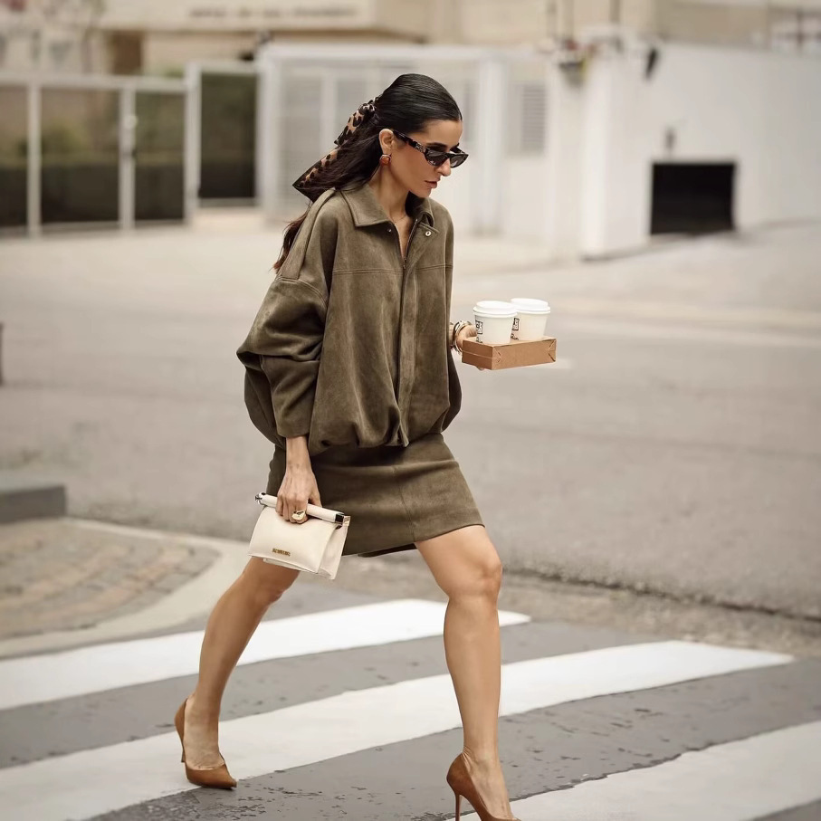 Pilot Jacket Batwing Sleeve Zipper Casual Top - Image 3