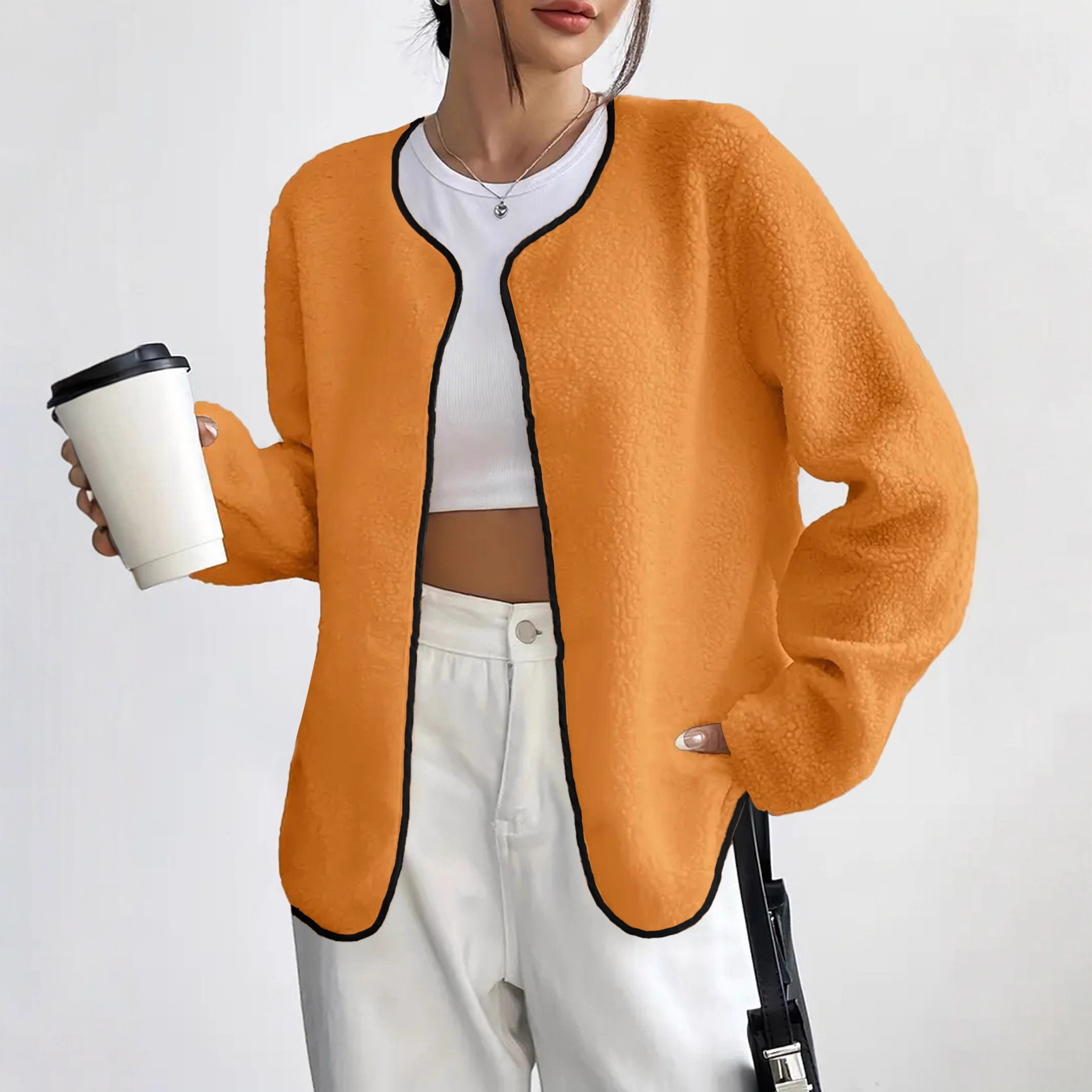 Fashion Casual Solid Color Women's Cardigan Short Jacket - Image 2