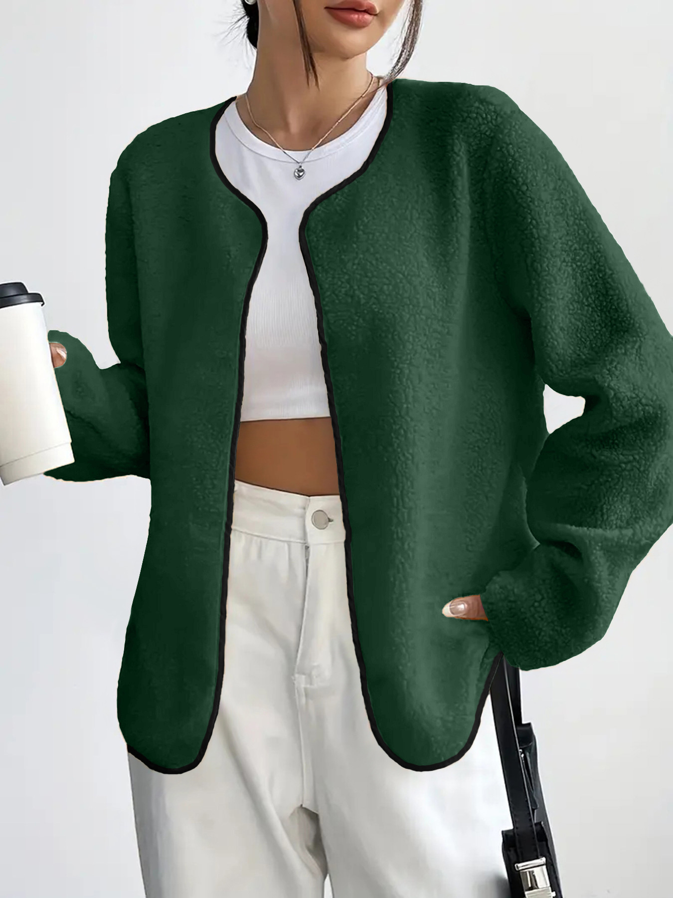 Fashion Casual Solid Color Women's Cardigan Short Jacket - Image 8