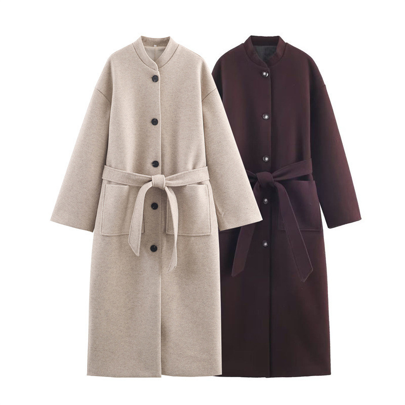 Long Belted Elegant Coat For Women - Image 4