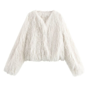 Metallic Color Fringe Trim Jacket Coat For Women