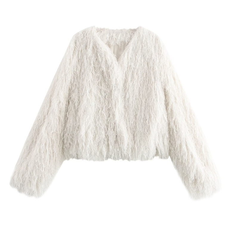 Metallic Color Fringe Trim Jacket Coat For Women