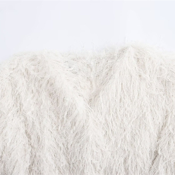 Metallic Color Fringe Trim Jacket Coat For Women - Image 3