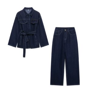 Women's Retro Denim Pants Set