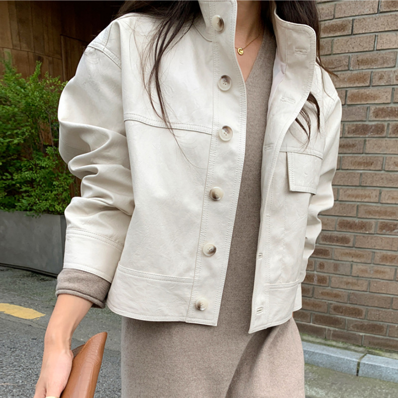 Autumn Simple Versatile Stand Collar Single-breasted Loose Long Sleeve - Image 5