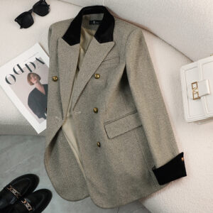 Casual Striped Suit Jacket For Women