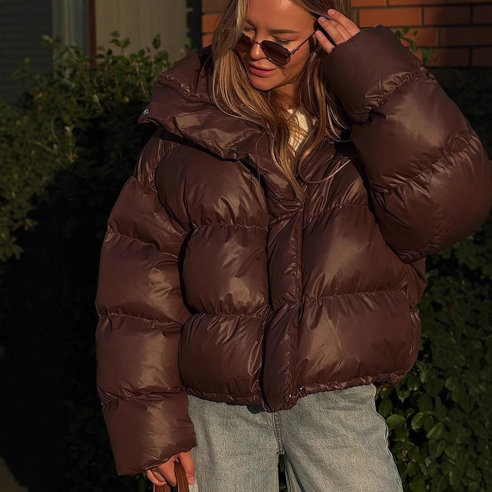 Solid Color Hooded Long Sleeve Cotton Coat For Women - Image 2