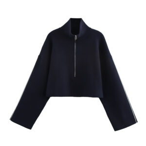 Women's Casual Sporty Knitted Short Sweatshirt