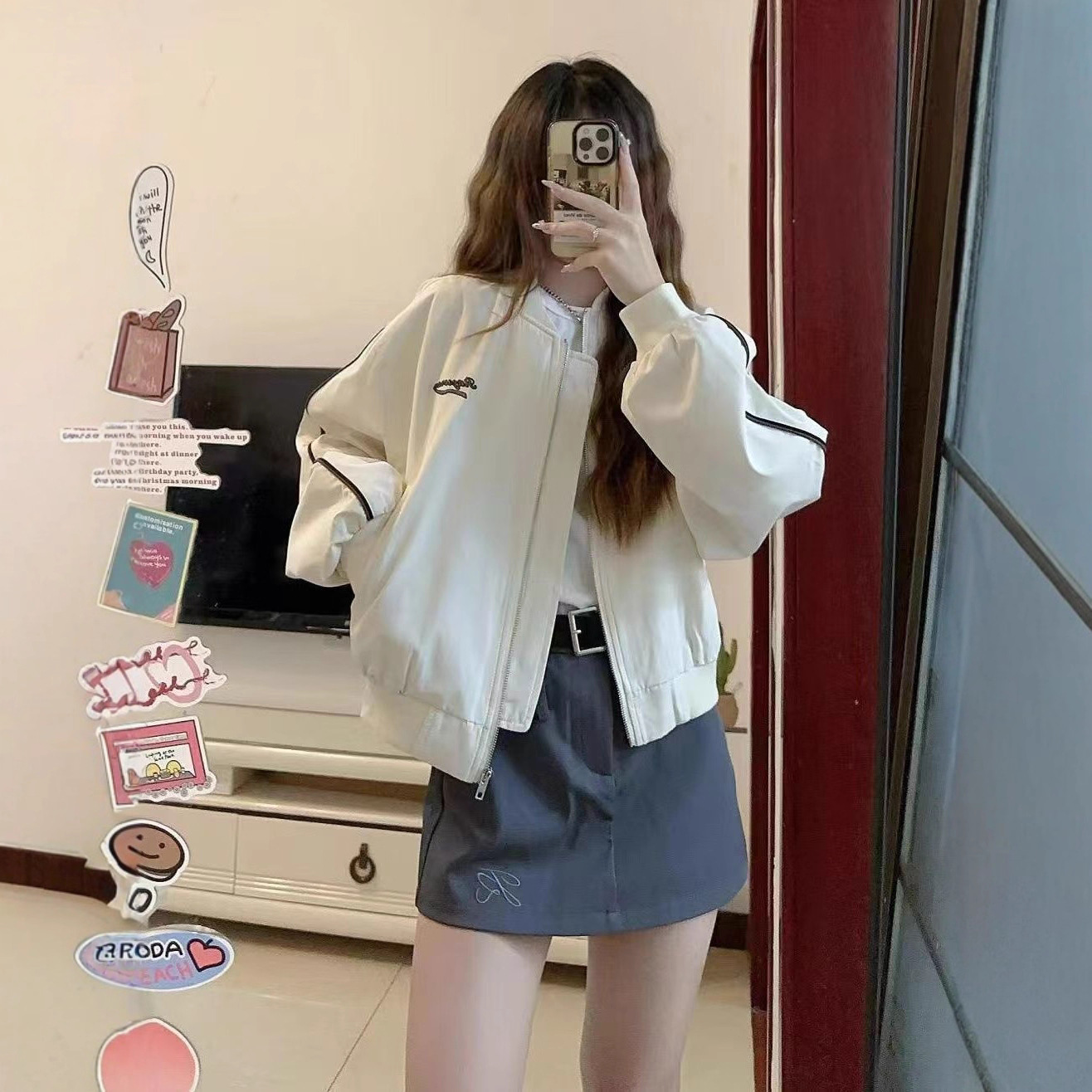 American Retro Loose Versatile Casual Short Jacket For Petite - Image 3