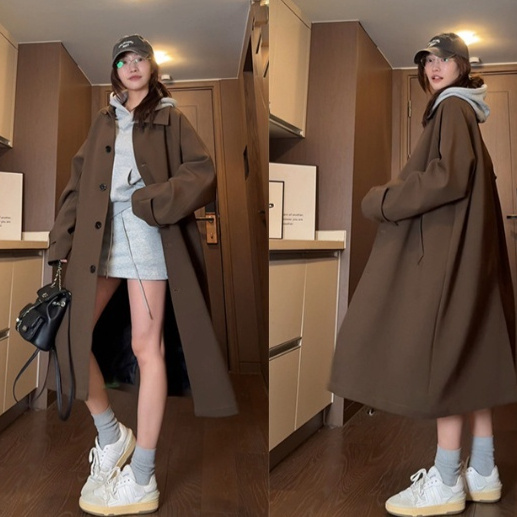 Fashionable Coat, American, British, Retro And Simple Mid-length